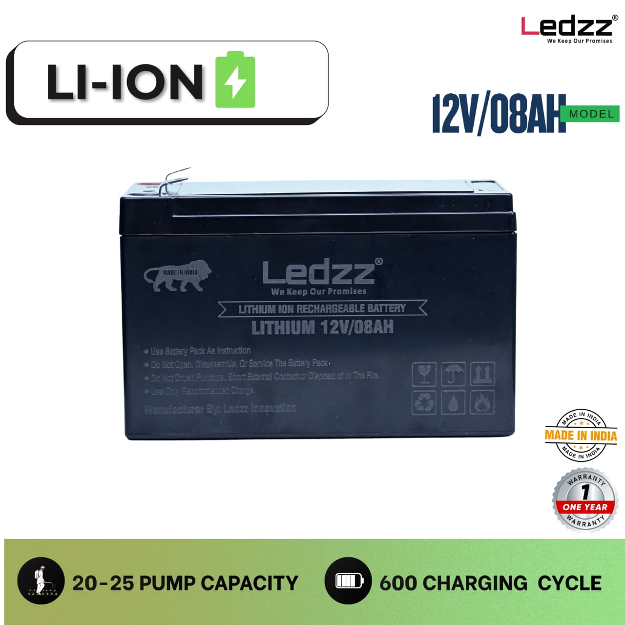 LI-ION 12V 08AH Ledzz