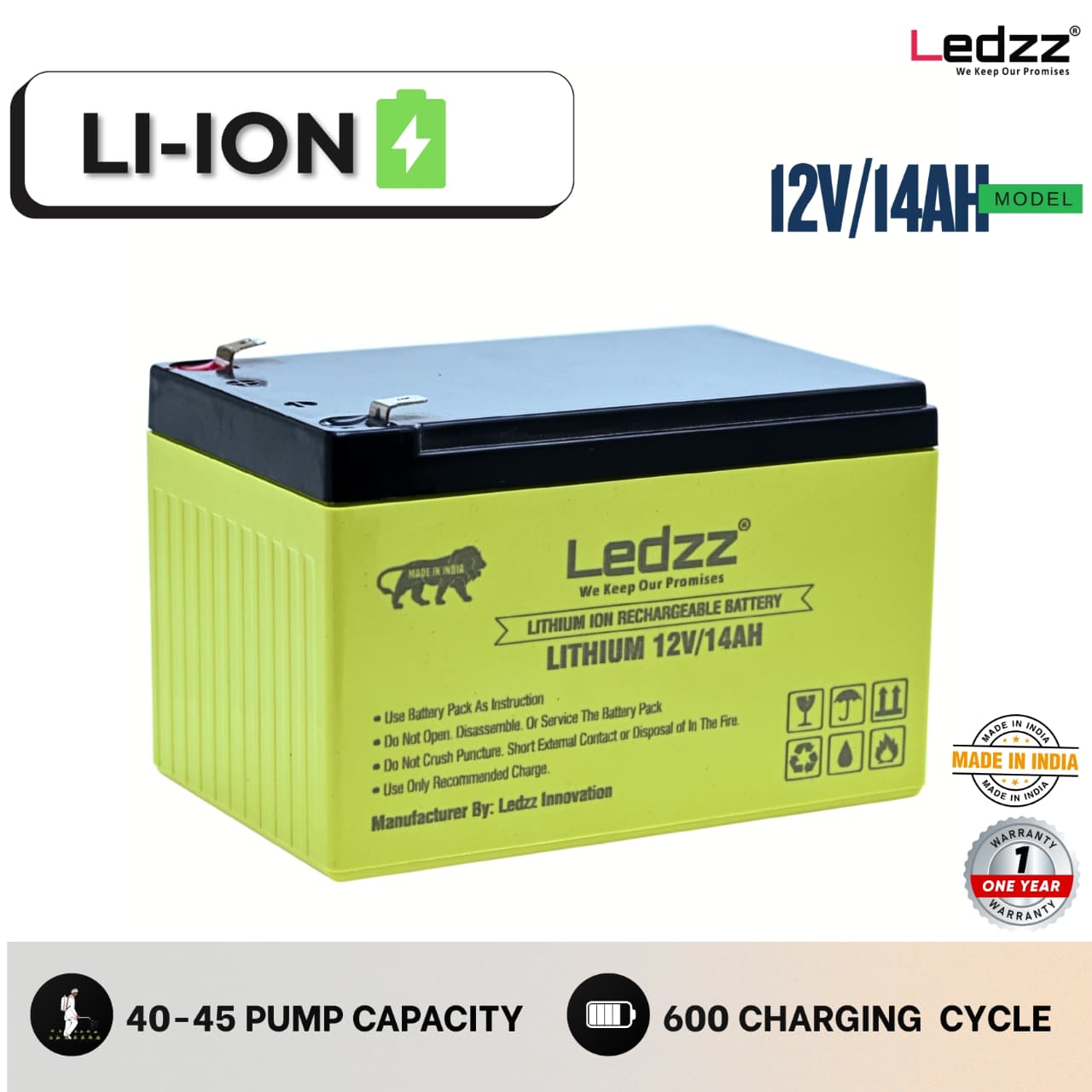 LI-ION 12V 14AH Ledzz