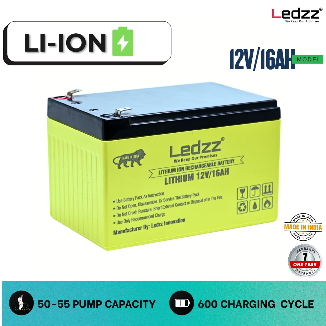 LI-ION 12V 16AH Ledzz